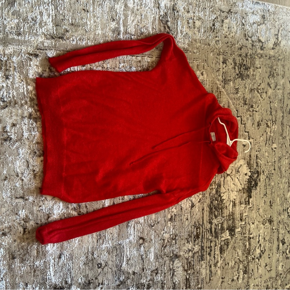 Red Cowl Neck Sweater with Long Sleeves